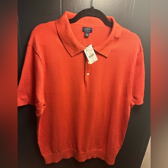 J Crew Large Sweater Polo Red Sand Short Sleeve 100% Cotton Brand New With Tags - Picture 2 of 7